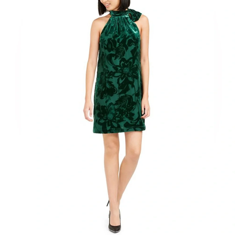 Trina Turk Women's Wish Velvet Burnout Shift Dress Green - Picture 1 of 8